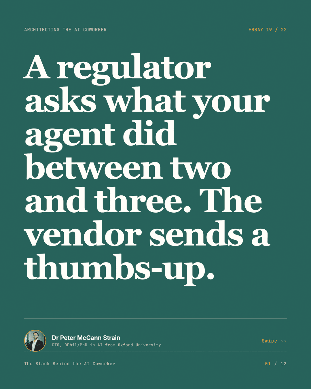 Compliance Is Not a PDF — LinkedIn carousel, slide 1 of 12