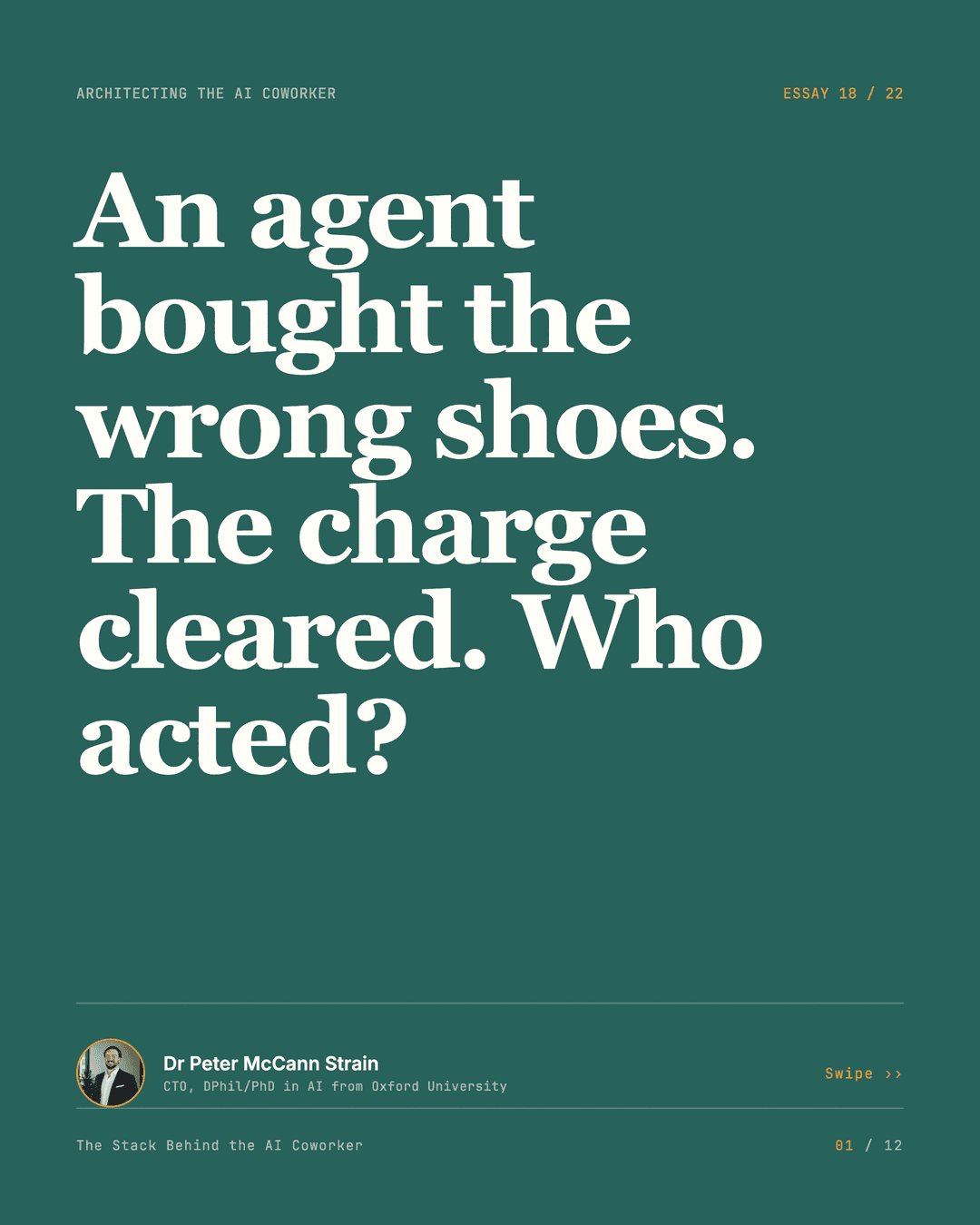 When an Agent Acts, Who Acted? — LinkedIn carousel, slide 1 of 12